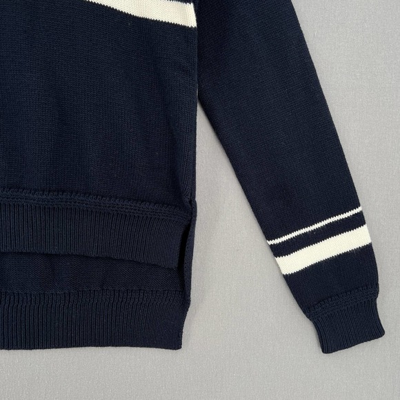 ONE GREY DAY Sweater Womens Small Navy White Crew neck Pullover Stripe Accent - Picture 5 of 9